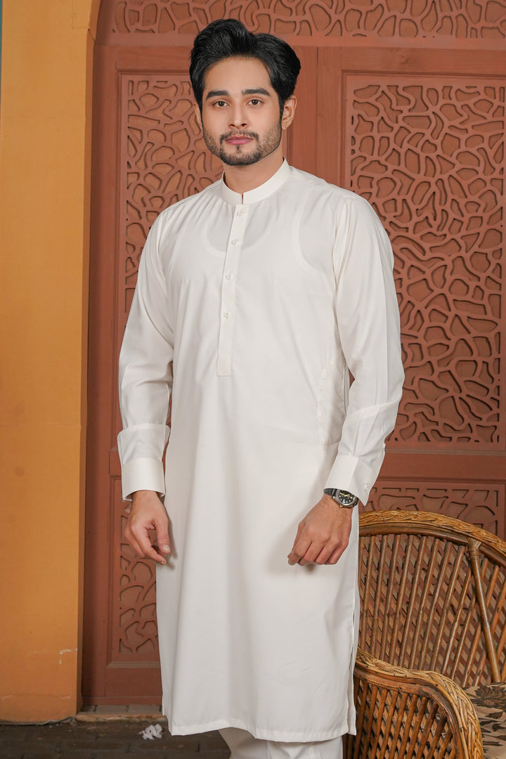 Off White - Plain Kurta Pajama