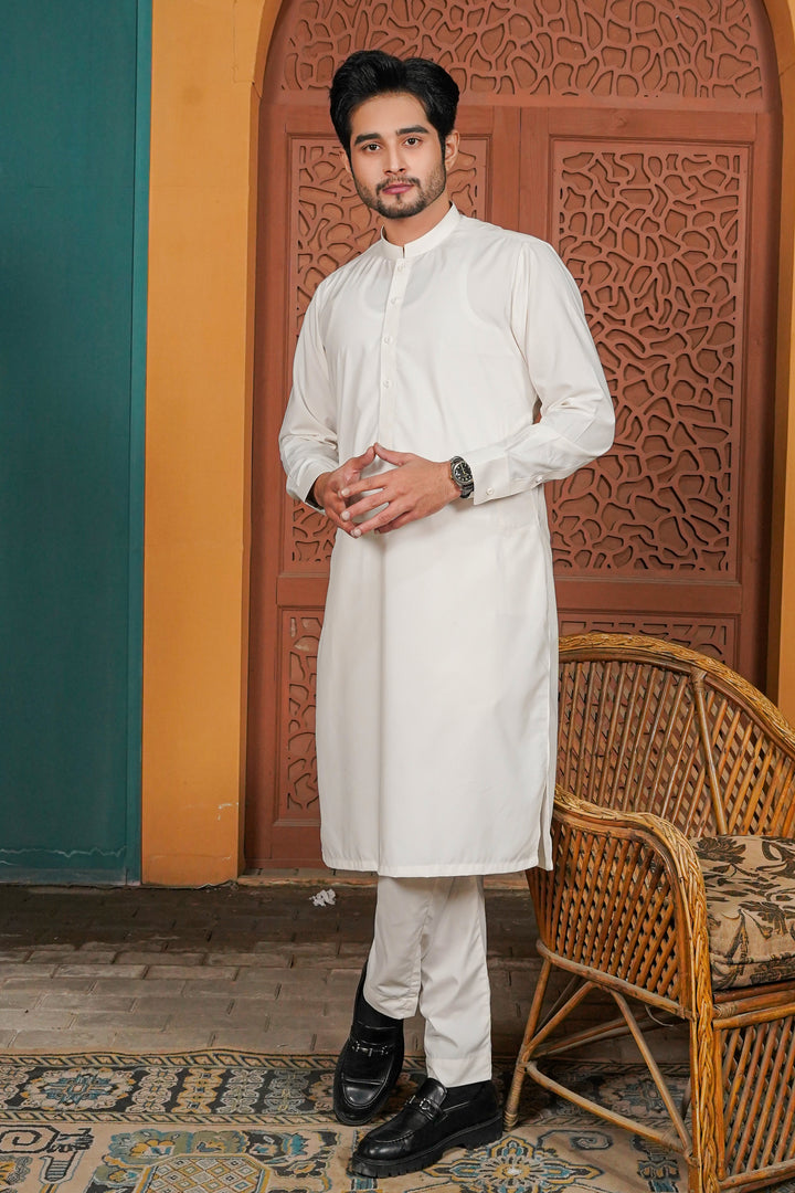 Off White - Plain Kurta Pajama