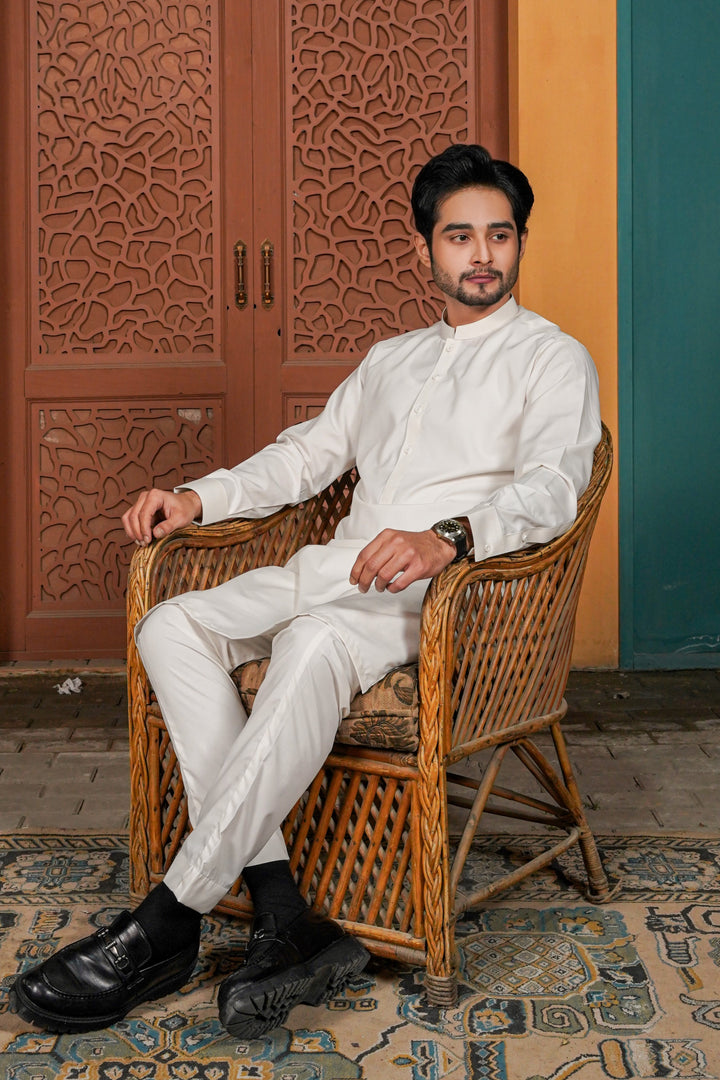 Off White - Plain Kurta Pajama