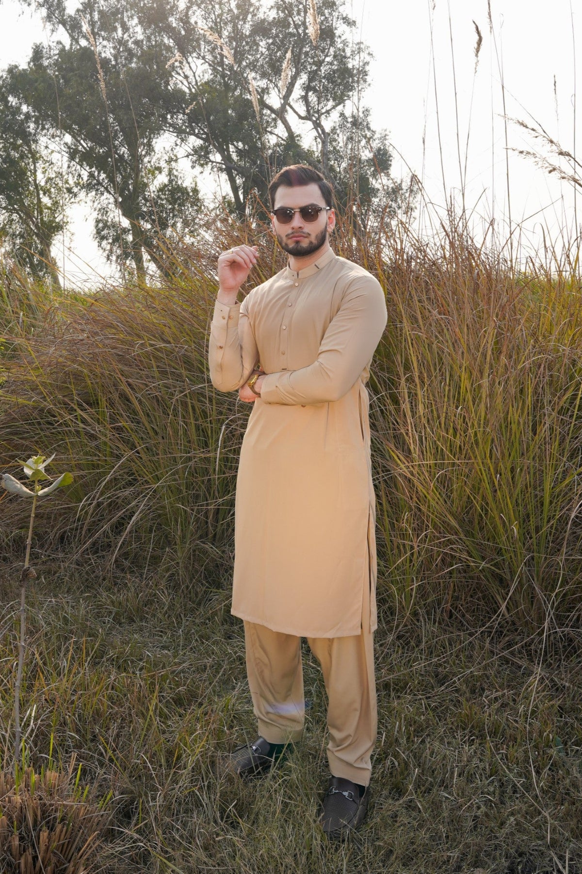 Beige - Designer Shalwar Kameez