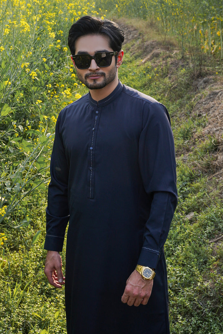 Navy Blue - Designer Shalwar Kameez