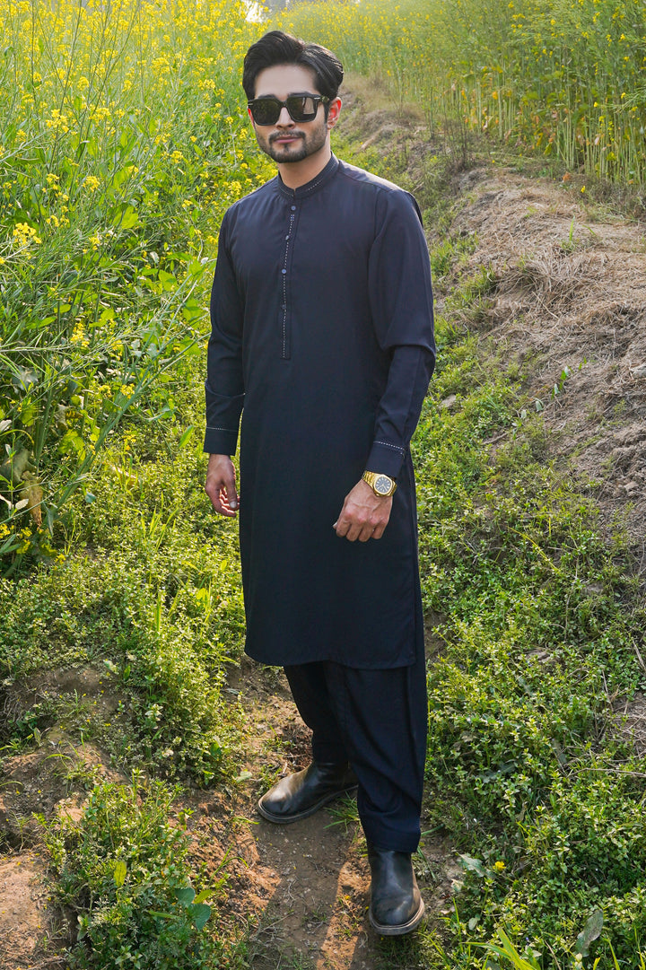 Navy Blue - Designer Shalwar Kameez