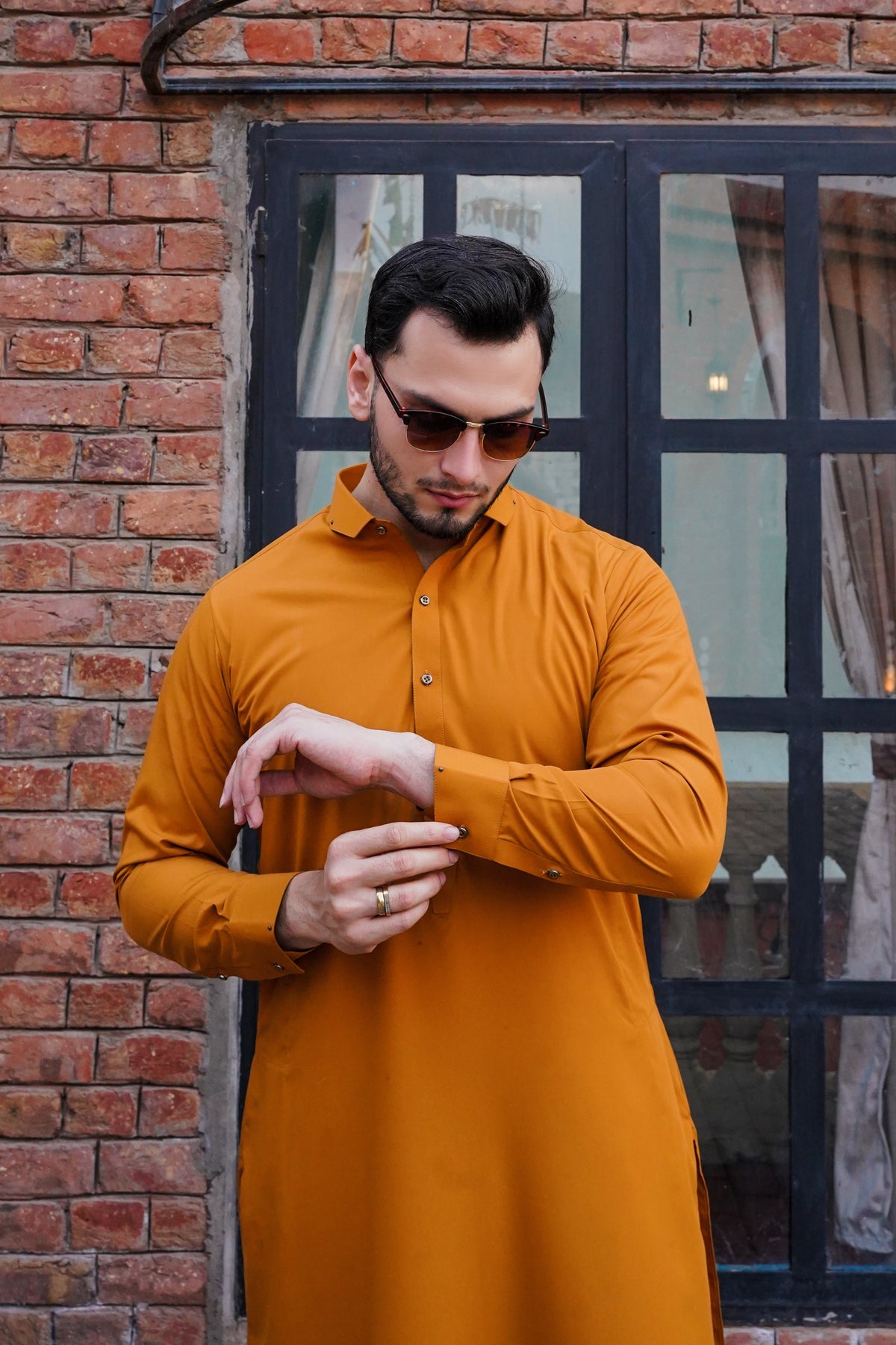 Camel - Designer Collar Shalwar Kameez