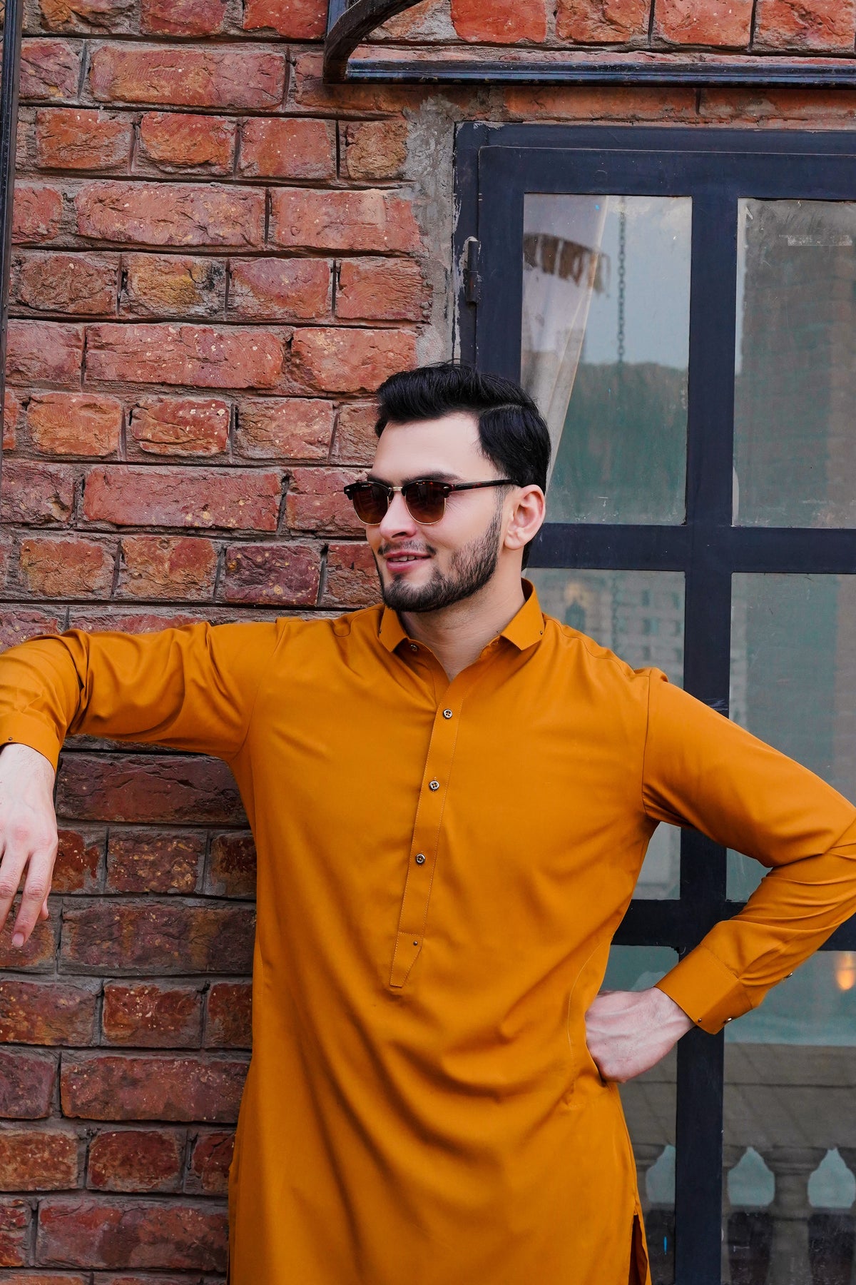 Camel - Designer Collar Shalwar Kameez