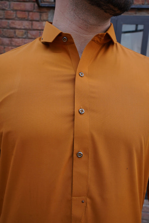 Camel - Designer Collar Shalwar Kameez