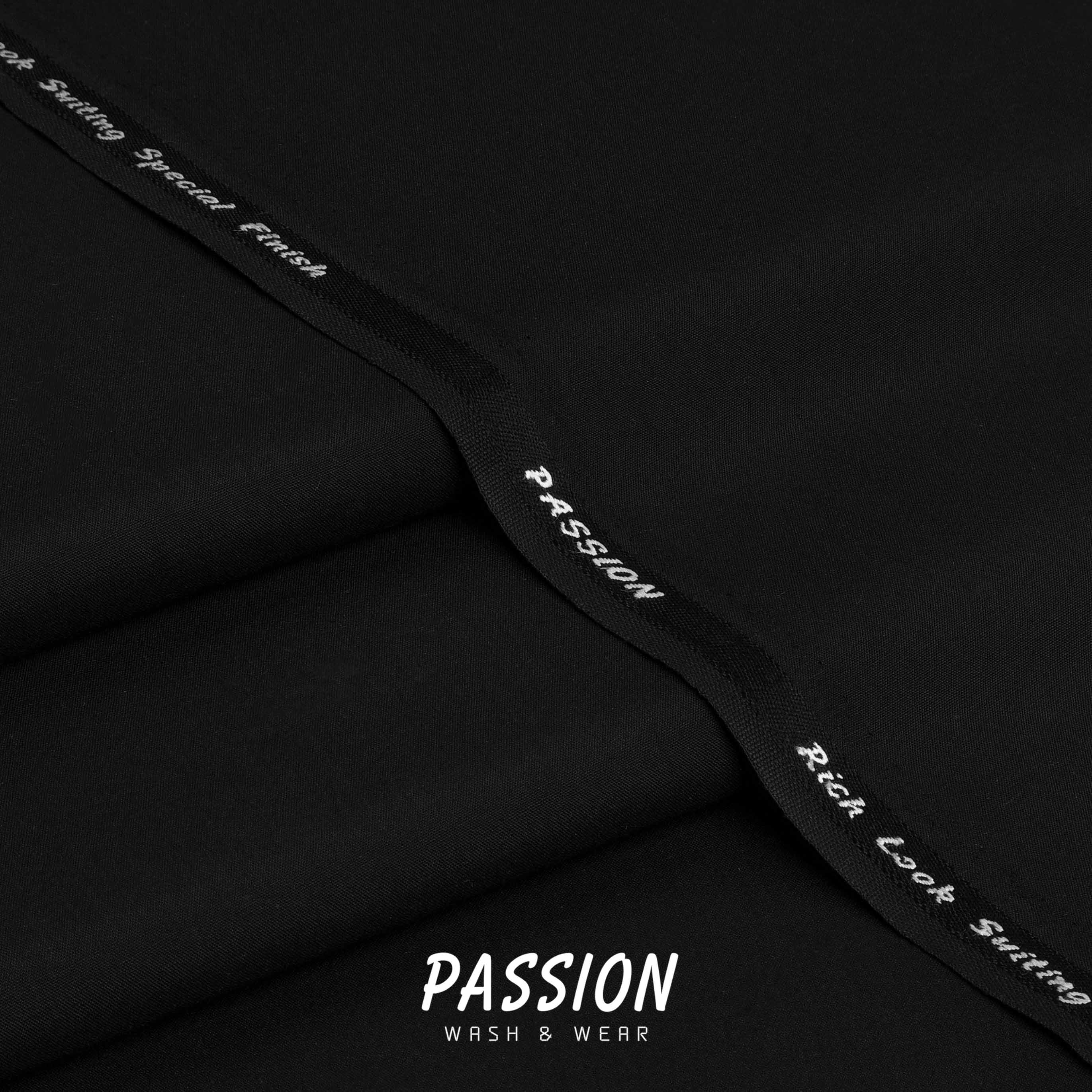 Passion Black men's wash & wear unstitched suit fabric, 4 meter, all season – Fares Fabrics