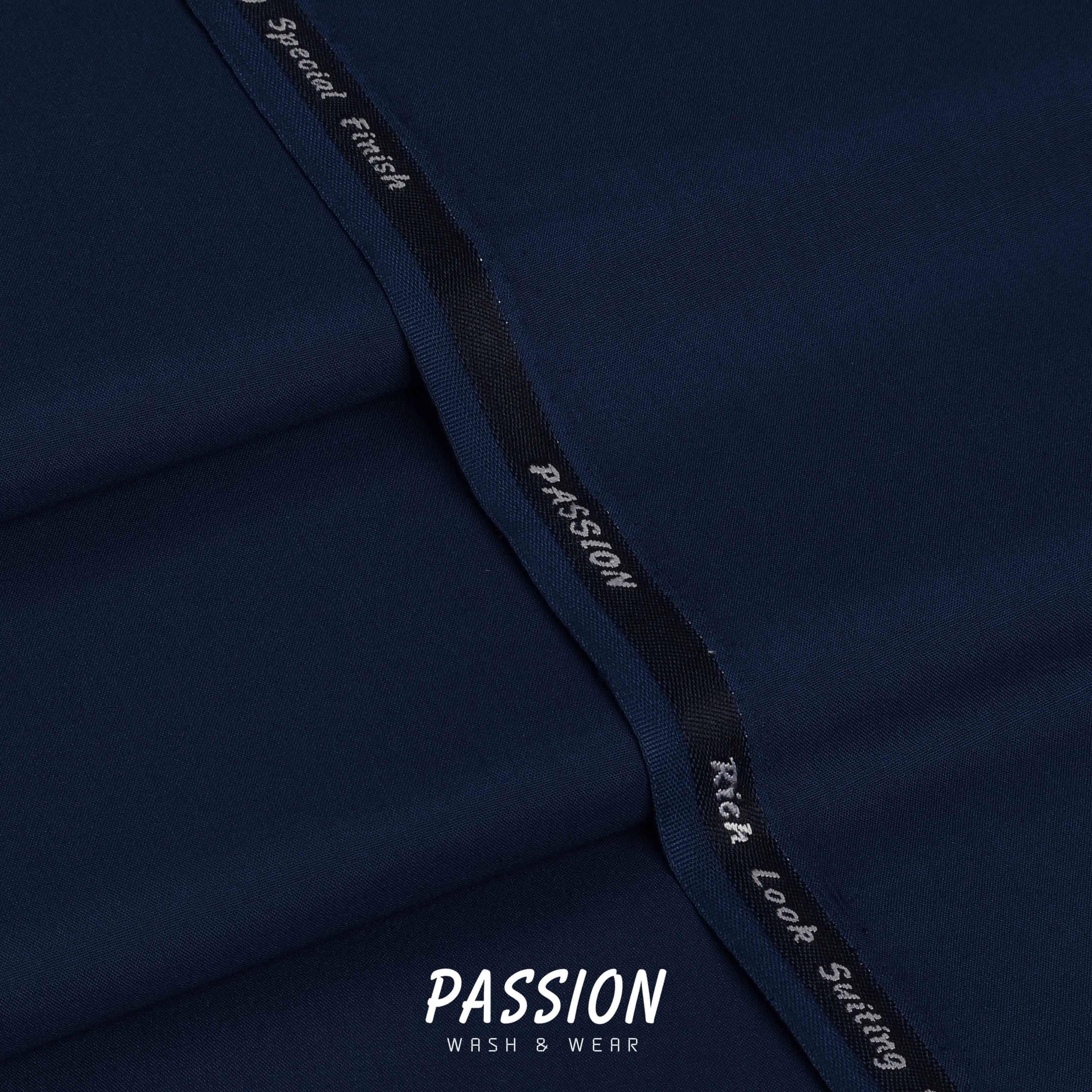 Passion Navy Blue men's wash & wear unstitched suit fabric, 4 meter, all season – Fares Fabrics