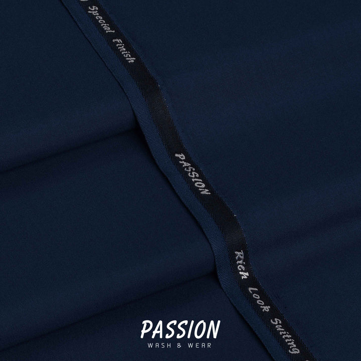Passion Navy Blue men's wash & wear unstitched suit fabric, 4 meter, all season – Fares Fabrics